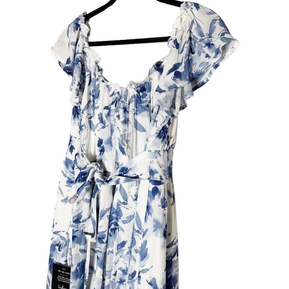 Lulus Women's Delightfully Sweet White Floral Off The Shoulder Midi Dress NWT XL - Picture 8 of 14